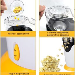 Harions Aluminum Popcorn Machine and Big Home Use Electric Big Popcorn Machine Popcorn Maker Making Machine Automatic Popcorn Machine Household Instant Popcorn Maker Stylish Design [1200W, Yellow] image 3