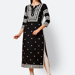 GoSriKi Women Geometric Embroidered Chikankari Kurta-picture-42