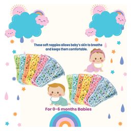 Chirsh Reusable Baby Cloth Nappies Pack of 12 - Multicolour-22