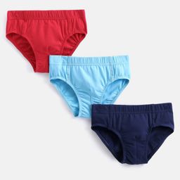 Honeyhap Premium Cotton Elastane Anti-Microbial Finish Briefs Pack of 3 - Limoges Racing Red & Baltic Sea-image-49