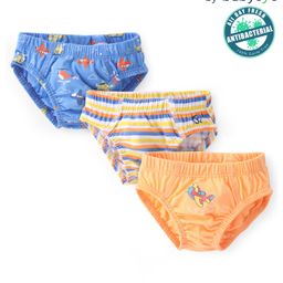 Babyoye 100% Cotton with Antibacterial Finish Airplane Printed Briefs Pack of 3 - Multicolour-image-87