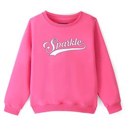 Pine Kids Full Sleeves Round Neck Biowashed Sweatshirt Text Printed - Hot Pink-image-49