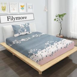 Filymore Geometric Printed Single Bedsheet With 1 Pillow Cover - Grey-image-3