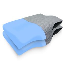 Sleepsia Premium Fabric Gel Infused Memory Foam Pillow, Contour Cervical Pillow for Neck (Grey/Black, Pack of 2)-15