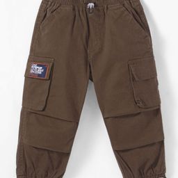 Little Kangaroos Woven Full Length Solid Color Cargo Jeans with Pockets - Brown-image-83