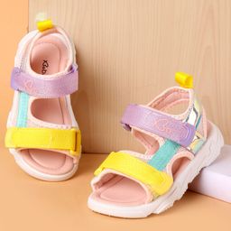 Babyoye Sandals with Velcro Closure & Colour Block Design - Pink-image-29
