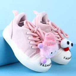 Babyoye Lace Up Casual Shoes With Applique - Pink-image-108