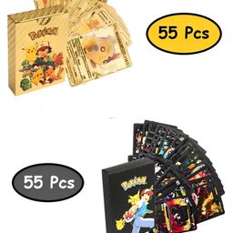 ADKD Combo of Golden & Black Pokemon Card Game - Pack of 2 set each Set of 55 Cards (Card Design May Vary)-23