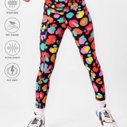 Pine Active Knit Full Length Super Stretch Leggings With Abstract Print - Multicolour-picture-10