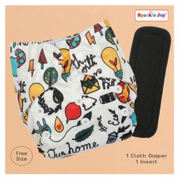 Sparkle Joy Reusable Cloth Diapers Cotton Adjustable Size Multicolor With Insert Pad-12