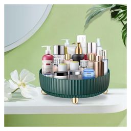 House of Quirk Lazy Susan Turntable, Cosmetics and Perfume Organizer for Cabinet Clear Organizer Bin 360 Degree Rotating Storage Tray (Dark Green) Round-21