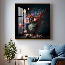 THE NEXT DECOR Botanical Beauty Glass Finish Square Wall Art-image-75