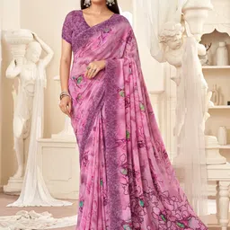 all about you Ethnic Motifs Pure Georgette Bagru Saree-image-82