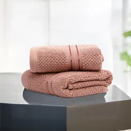 LANE LINEN 2Pcs Peach-Colored Textured 575 GSM Pure Cotton Hand Towels-image-60