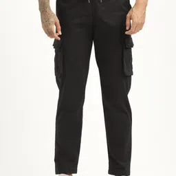 Blu MNKY Men Smart Loose Fit Cargos Trousers-image-7