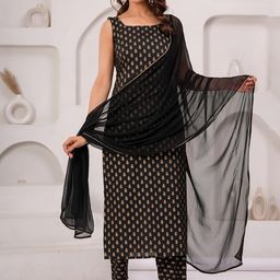 Nayo Women Printed Regular Pure Cotton Kurta with Trousers & With Dupatta-picture-0