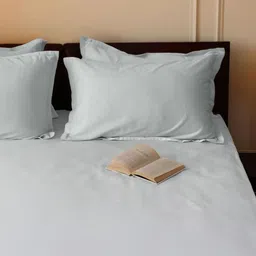 SleepyCat Blue Cotton 300 TC Fitted Queen Bedsheet with 2 Pillow Covers-1.90 m x 1.52 m-image-21