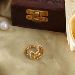 DUGRISTYLE Gold-Plated Kundan & Pearls Studded Adjustable Finger Ring-42