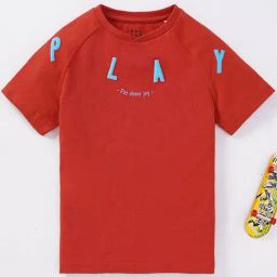 Ed-a-Mamma Kids Red Cotton Printed T-Shirt-image-74