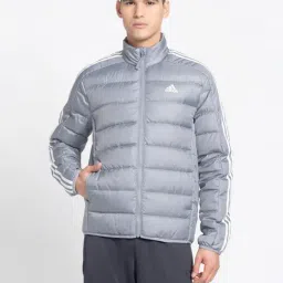 adidas Essentails Grey Slim Fit 3 Striped Sports Jacket-picture-4