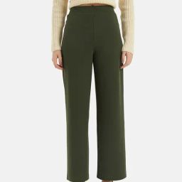 Kazo Olive Relaxed Fit High Rise Trousers-image-41
