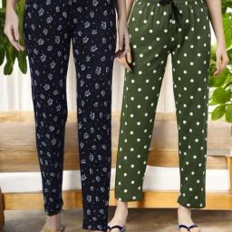 Kryptic Green & Navy Cotton Relaxed Fit Printed Lounge Pants - Pack of 2-image-88