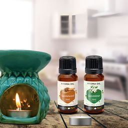 PEEPALCOMM 5Pcs Green Textured T- Light Candles Diffuser With Aroma Oils - 15 ml Each-image-53