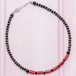 Zavya Classic Black & Red Beaded 92.5 Sterling Silver Single Anklet-9