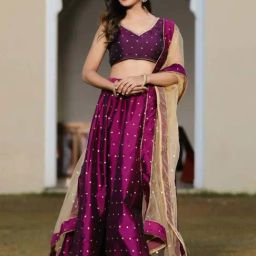 Indi Inside Purple Woven Unstitched Lehenga Choli Set With Dupatta-image-92