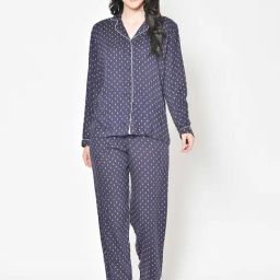 Cation Navy Printed Shirt With Pyjamas-image-44