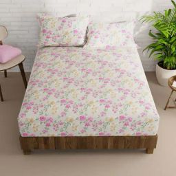Bianca La-vogue Beige & Pink Microfibre 152 TC Extra Smooth Double Size Bed Sheet with Pillow Cover-image-19