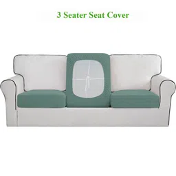 HOKIPO Green 3 Pieces Jacquard 3 Seater Sofa Covers-10