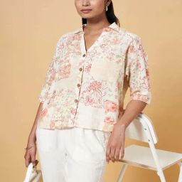 Honey by Pantaloons Off-White Linen Printed Shirt-image-78