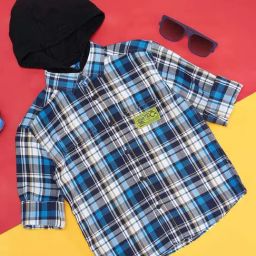 Pantaloons Junior Kids Navy & White Cotton Chequered Full Sleeves Shirt-image-42