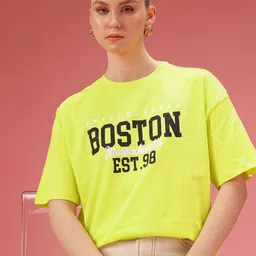 DressBerry Pure Cotton Typography Printed Relaxed Fit T-shirt-picture-19