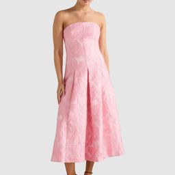 Forever New Women Floral Self Design Strapless Bandeau Midi Dress-image-61
