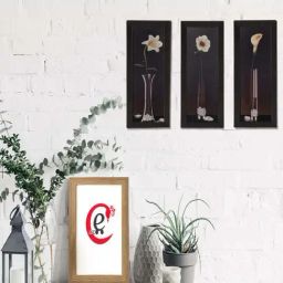 eCraftIndia Set of 3 Floral Satin Matt Texture UV Art Painting-23