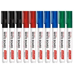 Soni Office Mate Refillable Whiteboard Marker 4.43 mm Bullet Tip Multicolor for Schools & Offices (Pack of 10)-picture-30