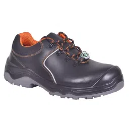 Zain Safety Premium Steel Toe Safety Shoes PU Double Density Low Ankle Black Buff Genuine Leather Size UK12, 11466 (CUBA)-image-69