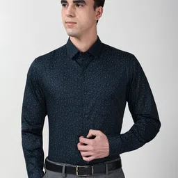 Peter England Slim Fit Floral Printed Pure Cotton Formal Shirt-picture-38