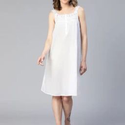 Oxolloxo White Cotton Night Dress-picture-3