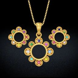 Joyalukkas Gold 22K Rainbow Gleam Navratna Sets for Women-image-71