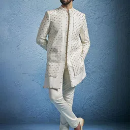 VASTRAMAY Men Embroidered Slim-Fit Sherwani Set-image-65