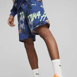 Puma Freestyle Booster Blue Cotton Regular Fit Printed Sport Shorts-image-42