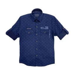 Cavio Kids Navy Printed Full Sleeves Shirt-image-60