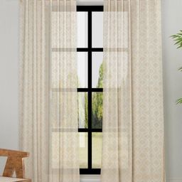 Fabindia standalone Beige & Tan Geometric Cotton Window Curtains-12