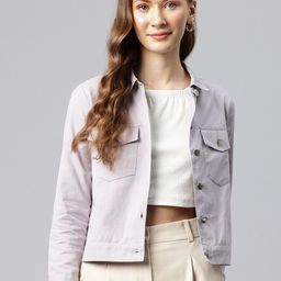 Popnetic Women Solid Pure Cotton Denim Jacket-image-63