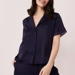 La Vie En Rose Navy Lace Work Shirt-picture-34