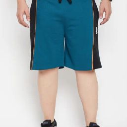 Bigbanana Teal Regular Fit Colour Block Shorts-image-3