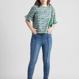 Only Dark Blue Cotton Printed Skinny Fit High Rise Jeans-image-79